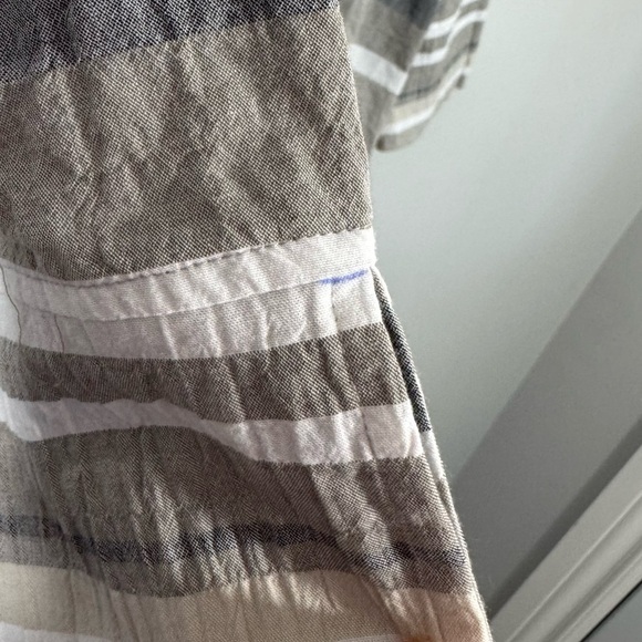 Habitat Striped Button Up Tunic Top Womens S Grey Neutral Toggle Beach Shirt EUC - Picture 6 of 11